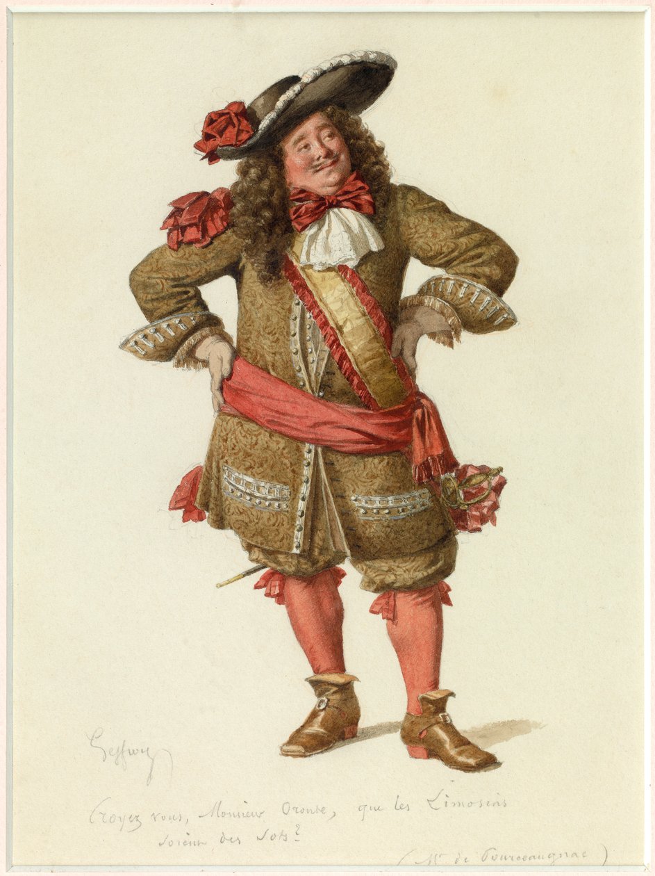 Portret Monsieur de Pourceaugnac, ok. 1870 (akwarela) autorstwa Edmond Aime Florentin Geffroy