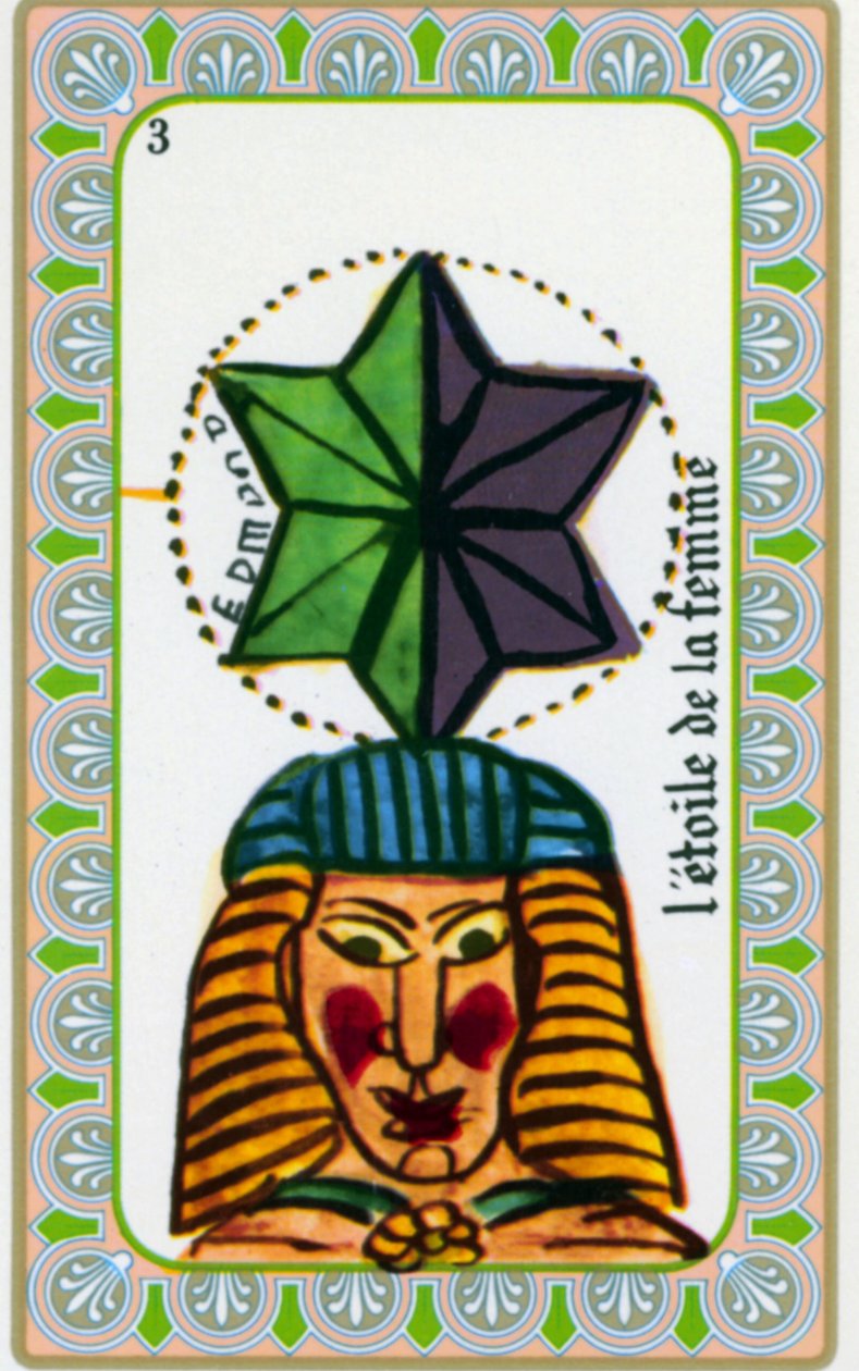 tarot autorstwa maga Belline’a narysowany przez Edmonda Billaudota ok. 1845 i przekazany jasnowidzowi Bellinowi do ponownego wydania: karta z gwiazdą kobiety autorstwa Edmond Billaudot