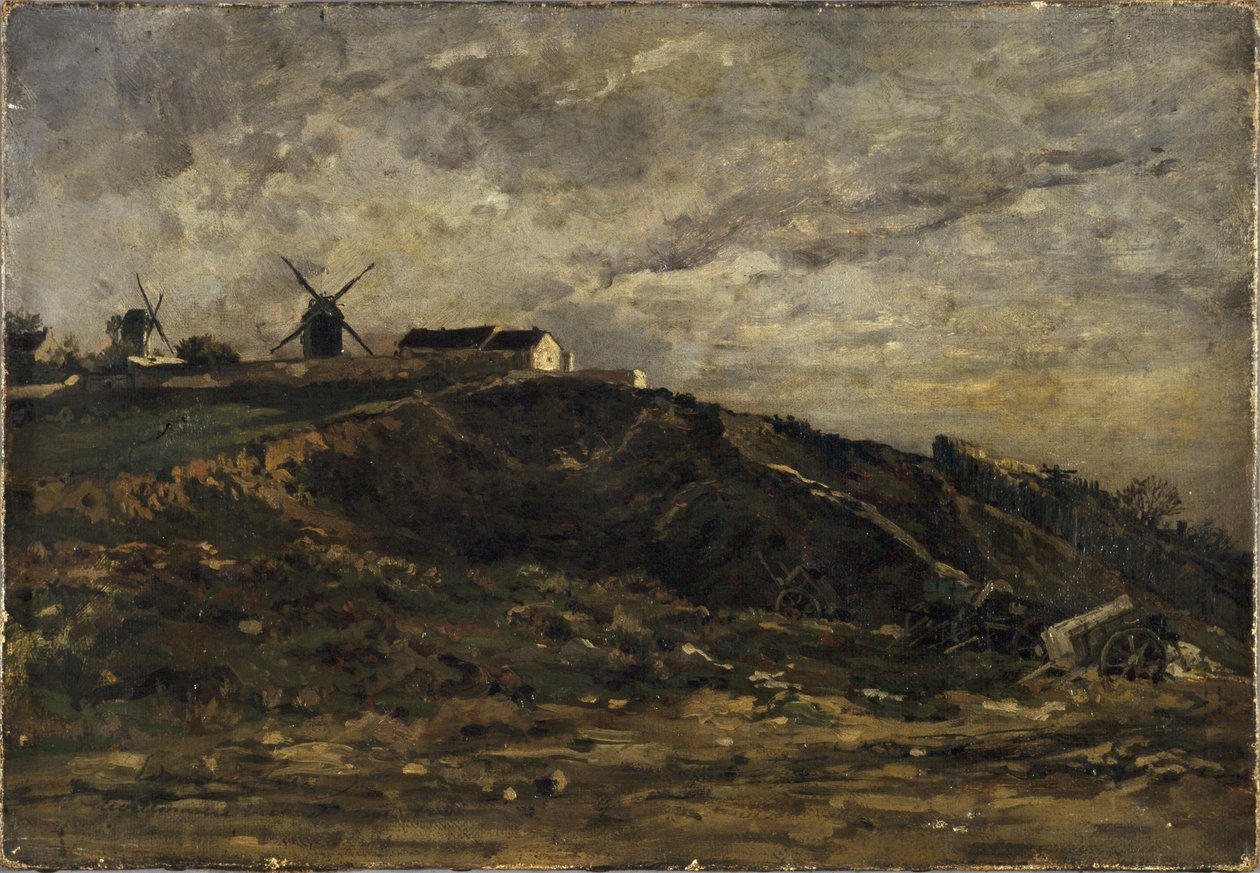 Wiatraki Montmartre; strona północna autorstwa Edmond Charles Yon