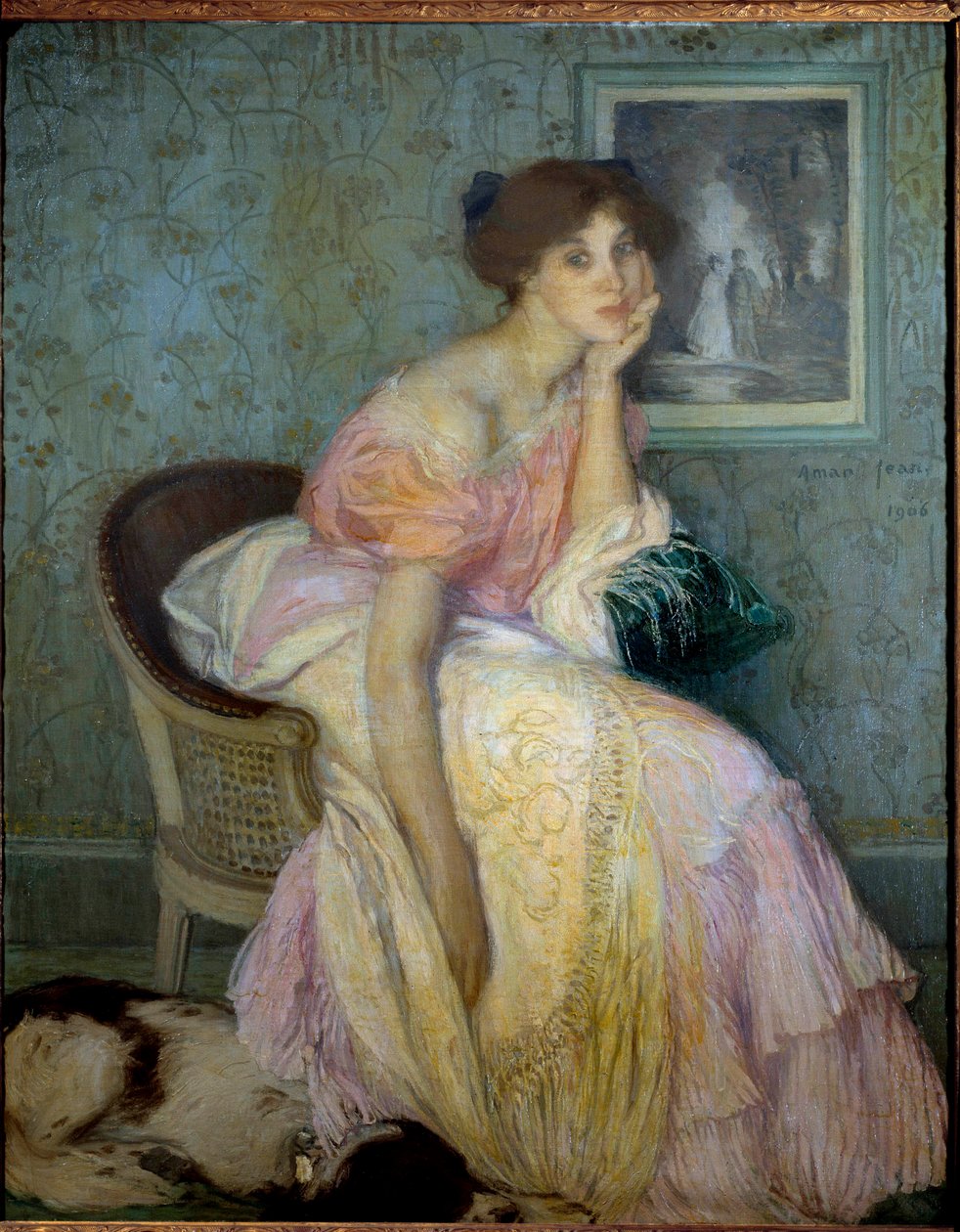 Portret panny Elli Carmichael, guwernantki dzieci przez artystę Obraz Edmonda Francois Aman Jean (Aman-Jean, Amand Jean, Aman-Jean autorstwa Edmond François Aman Jean