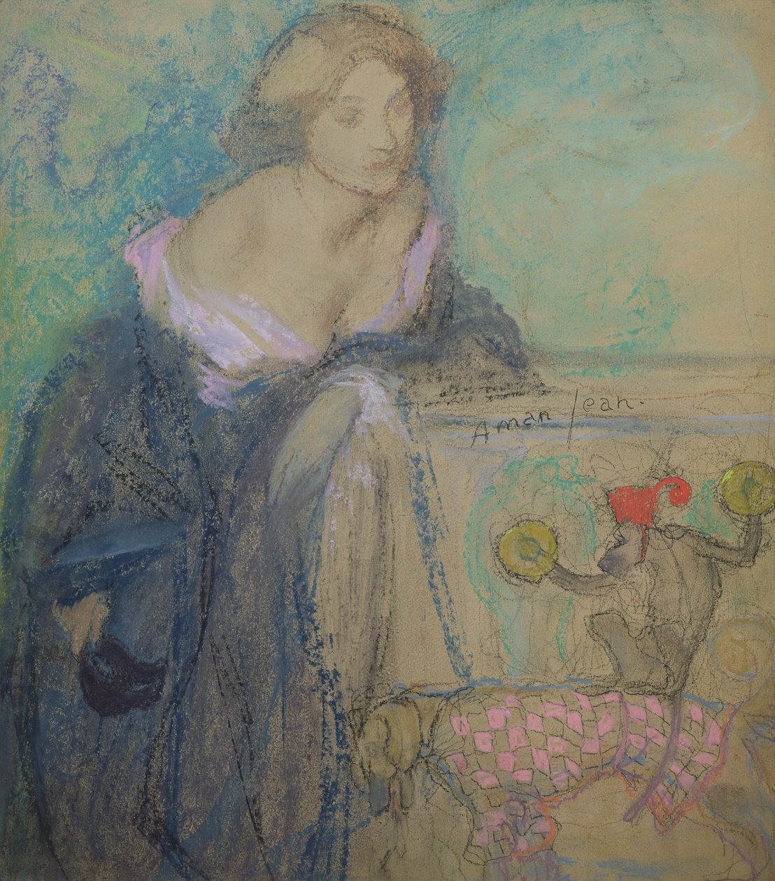 Kobieta z maską, 1911 (pastel na papierze) autorstwa Edmond François Aman Jean
