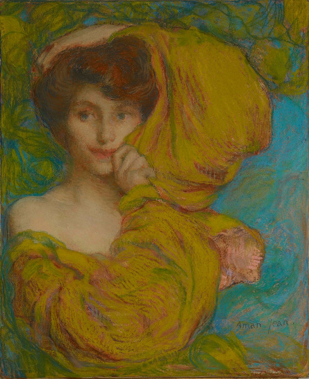 Młoda kobieta w żółtym szaliku, ok. 1 roku życia. 1900. autorstwa Edmond François Aman Jean