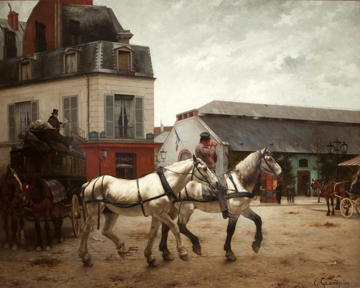Przystanek autokarowy na Place de Passy autorstwa Edmond Georges Grandjean