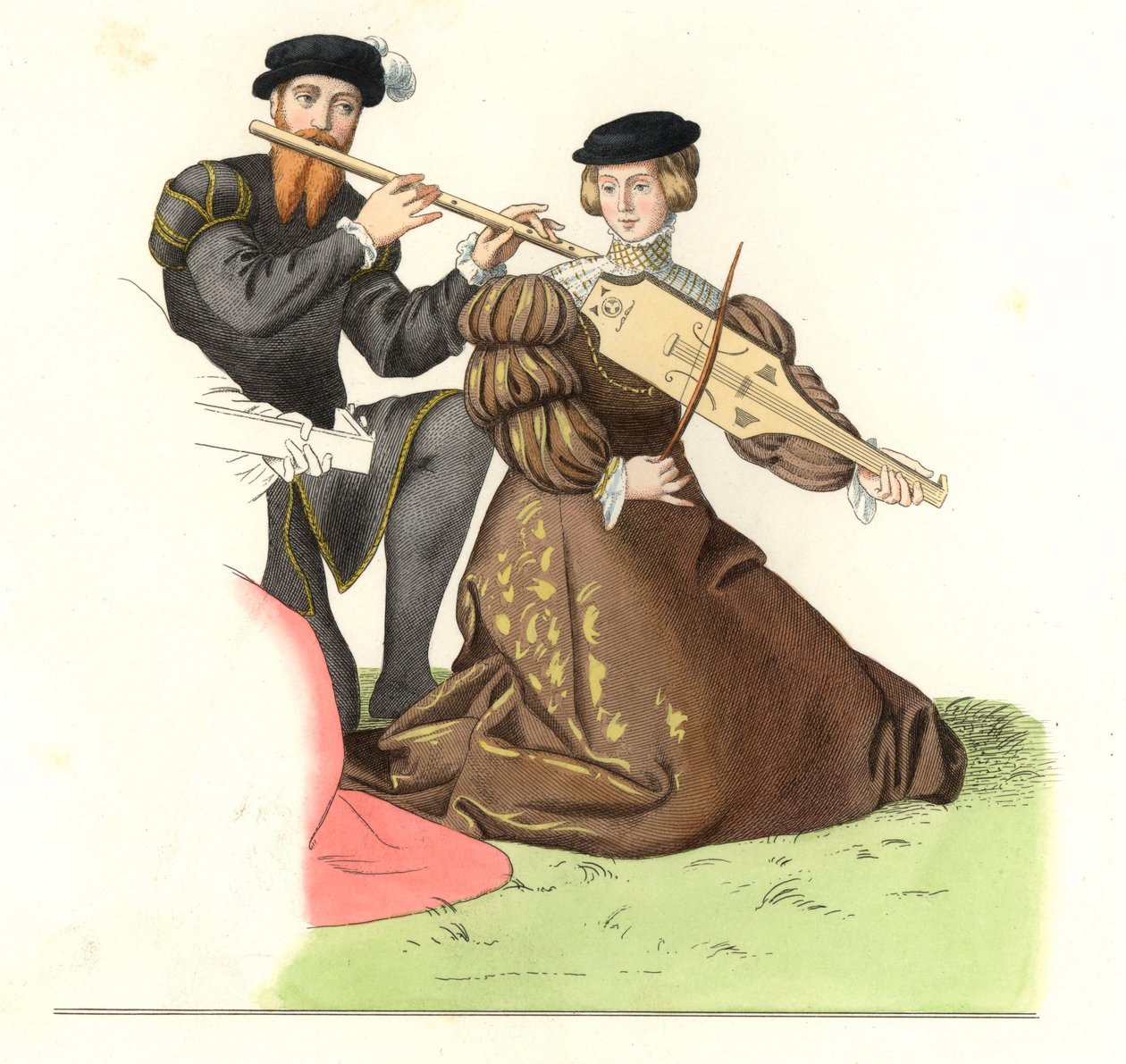Gentilhomme et dame, para angielskich muzyków autorstwa Edmond Lechevallier Chevignard