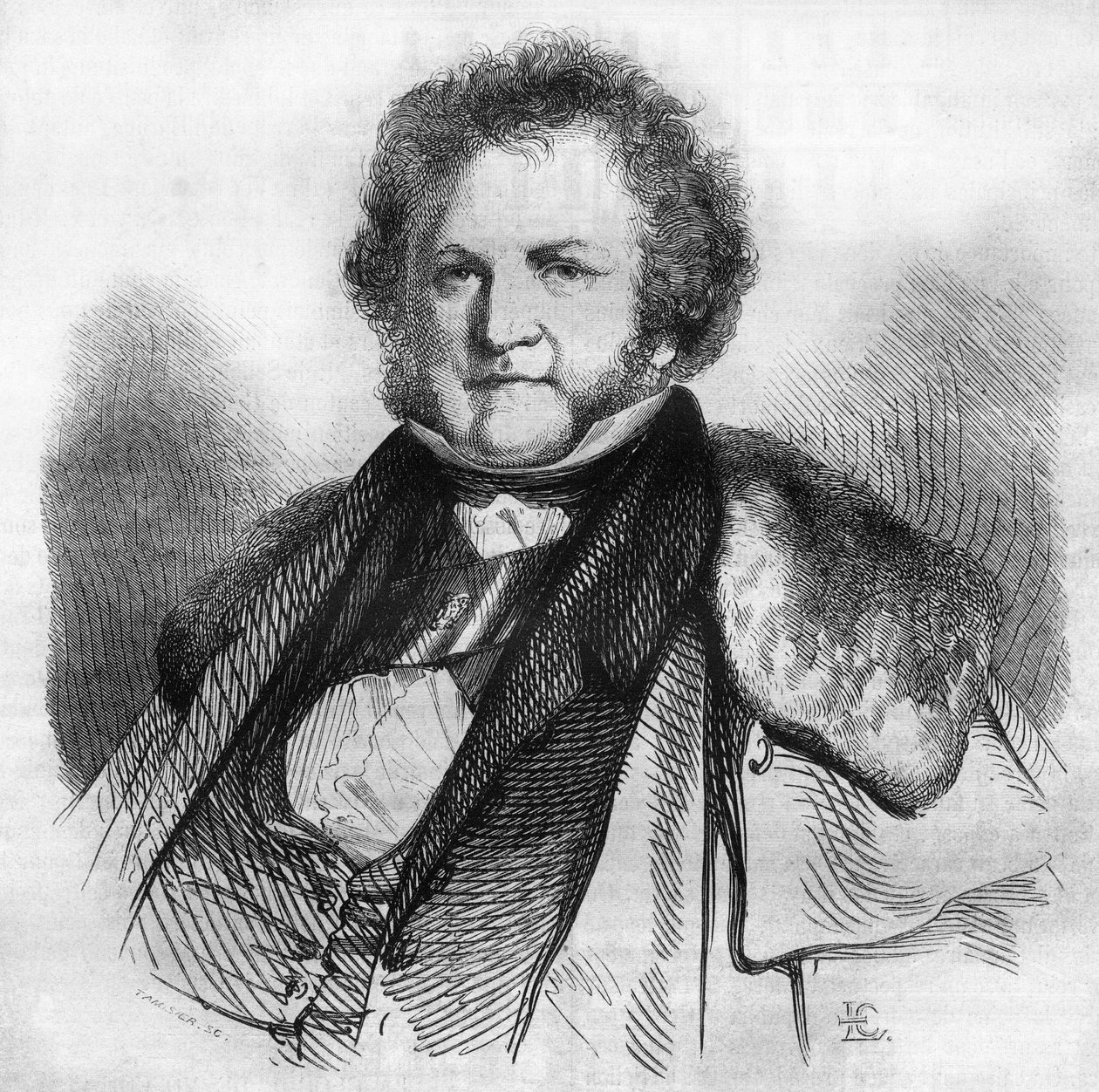 Portret Jeana Jacquesa Sellona (1782-1839), szwajcarskiego filantropa, pacyfisty i polityka, zwolennika zniesienia niewolnictwa i kary śmierci. Grawerowanie autorstwa Chevignarda w „”Le Magasin Picturesque”” autorstwa Edmond Lechevallier Chevignard