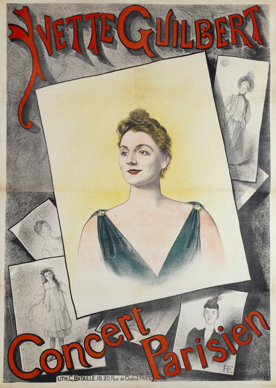 Koncert paryski Yvette Guilbert, 1890. autorstwa Edmond Marie Höner