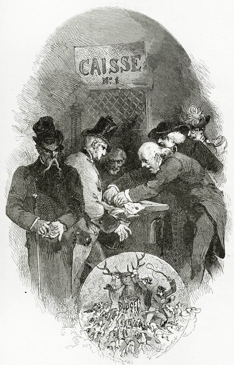 Emargement - ilustracja z Napoleona le Petit, XIX w. (rycina bw) autorstwa Edmond Morin