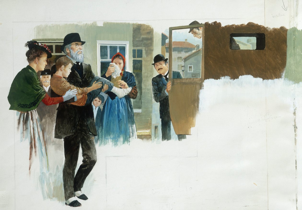 Nieszczęście, z Serca, Edmondo De Amicis, rysunek autorstwa Edmondo de Amicis
