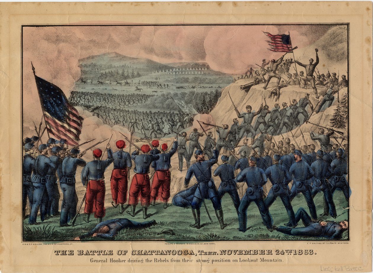 Bitwa pod Chattanooga, Tennessee, 24 listopada 1863 r. autorstwa Edmund Burke Kellogg