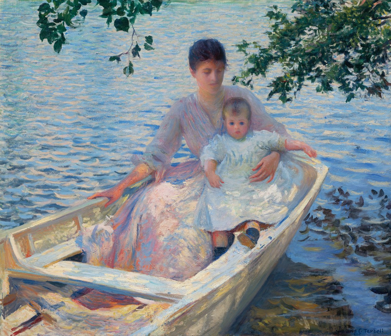 Matka i dziecko w łodzi autorstwa Edmund Charles Tarbell