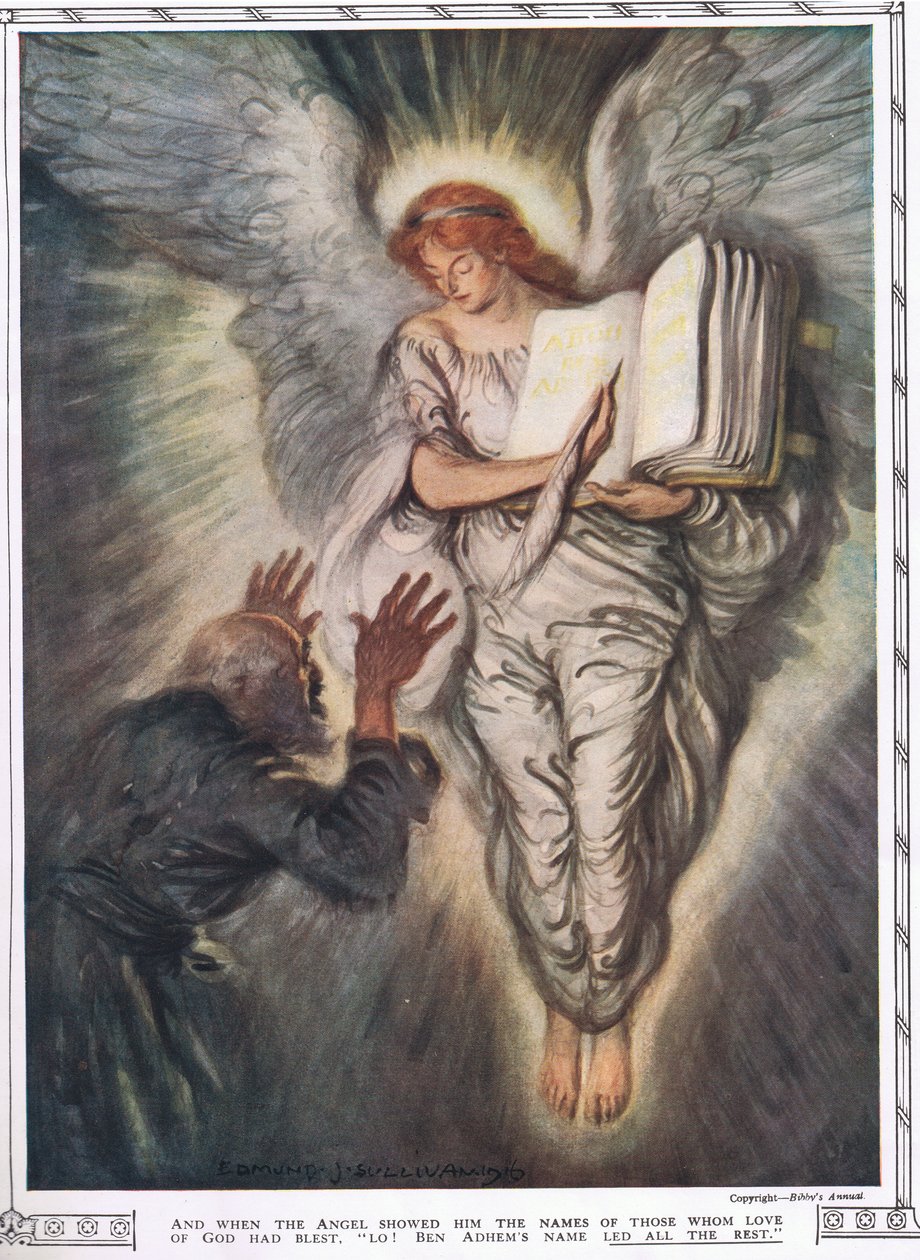 Abou Ben Adhem i anioł, z „Bibby Annual” opublikowanego w 1917 r. autorstwa Edmund Joseph Sullivan