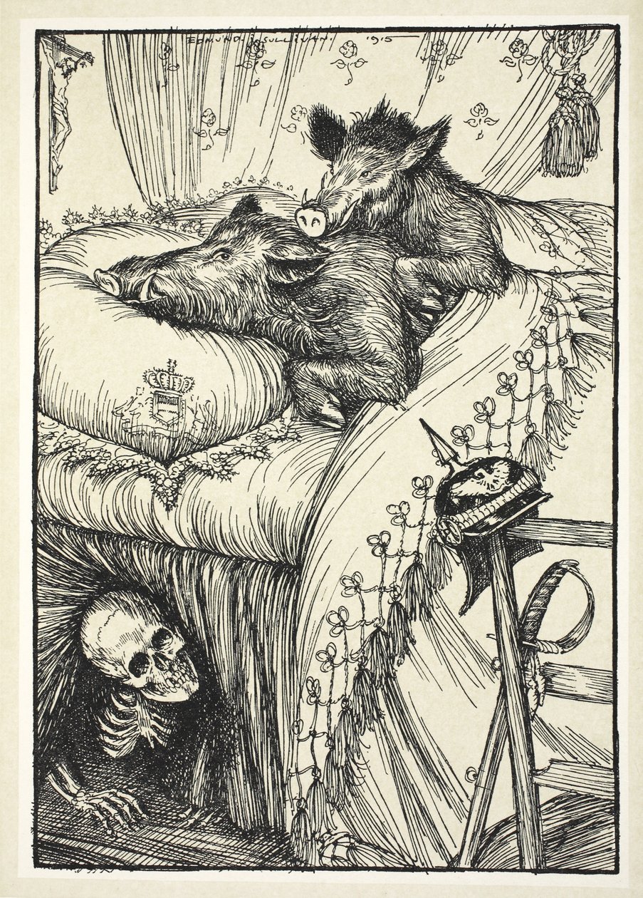 Łóżko belgijskie, ilustracja z książki "The Kaiser