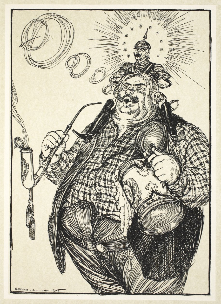Olbrzym Michel i karzeł Wilhelm ("Karzeł uważa się za wielkiego, bo potrafi pluć z daleka"), ilustracja z The Kaiser