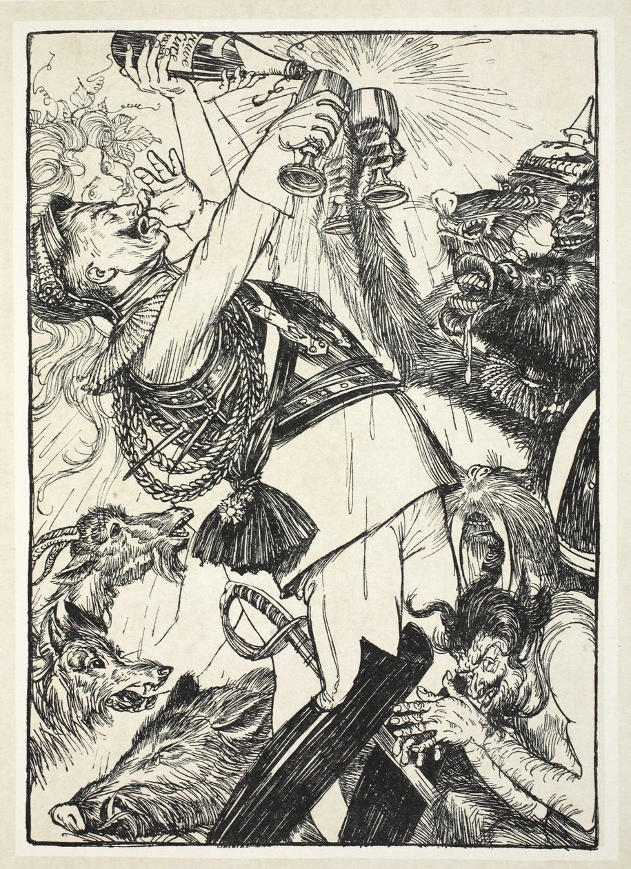 Wino Circe i pruskiego Comusa, ilustracja z The Kaiser