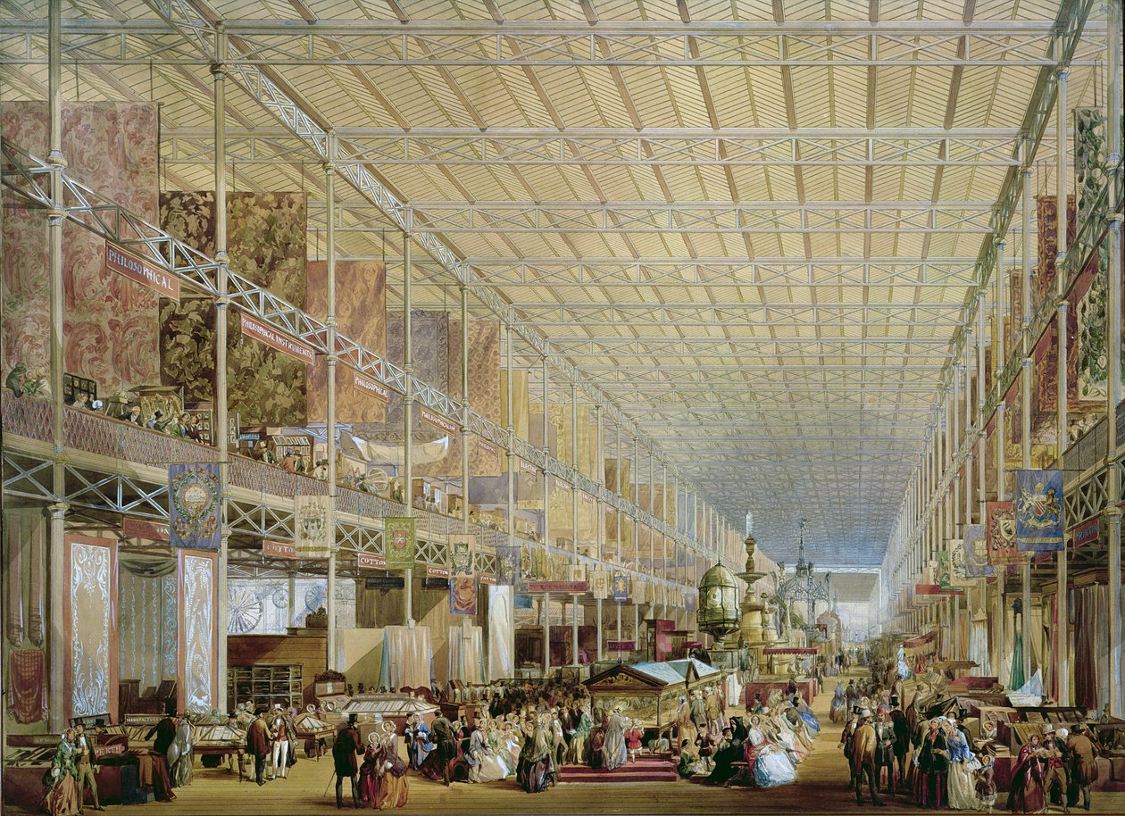Wnętrze Wielkiej Wystawy Wszystkich Narodów, 1851 (akwarela na papierze) autorstwa Edmund Walker