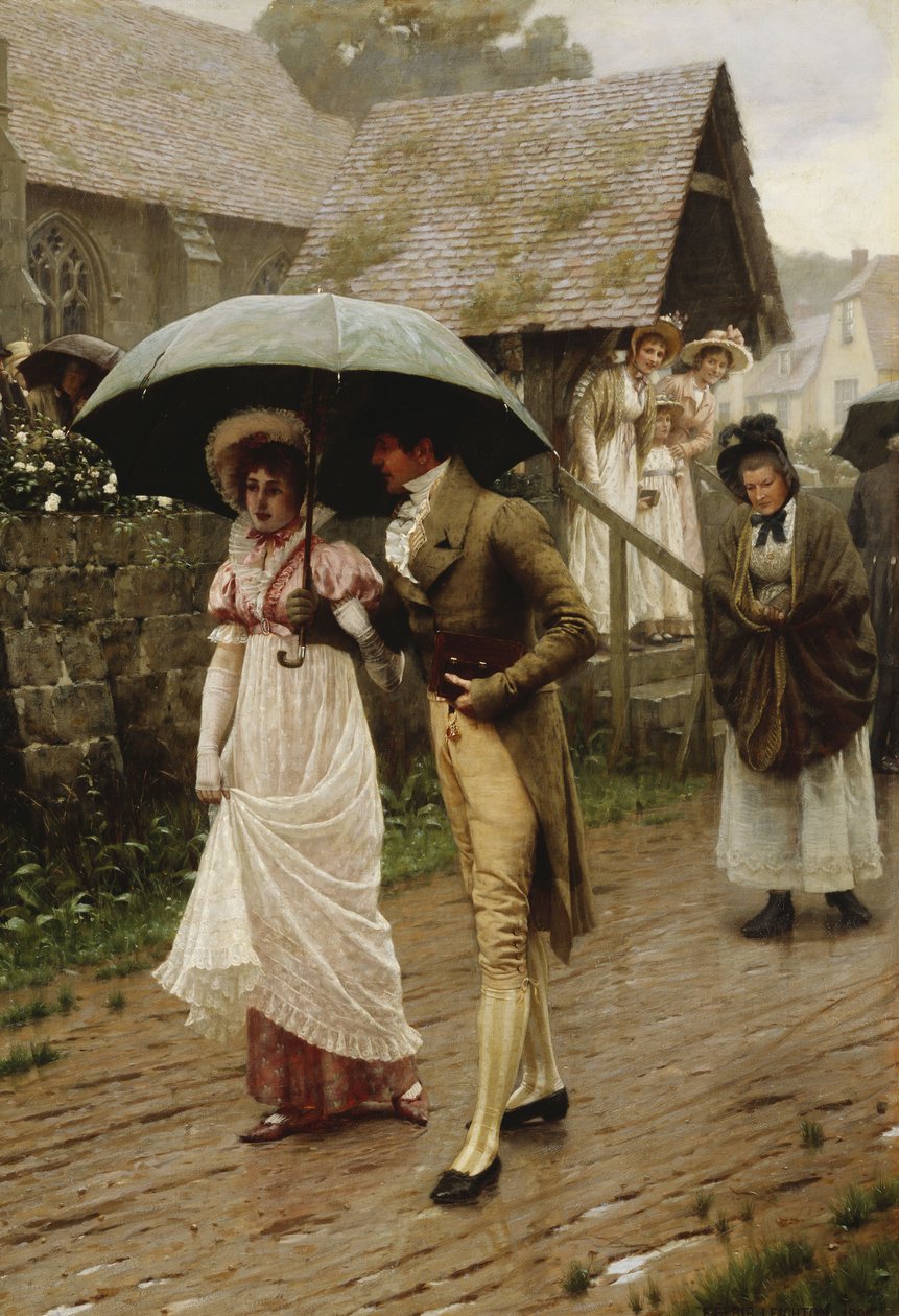 Mokry niedzielny poranek, 1896 r. autorstwa Edmund Blair Leighton