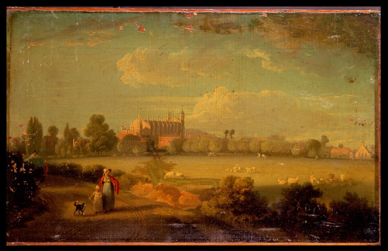 Widok na Eton z boisk, 1822 autorstwa Edmund Bristow
