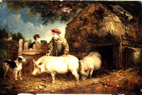 Karmienie świń autorstwa Edmund Bristow