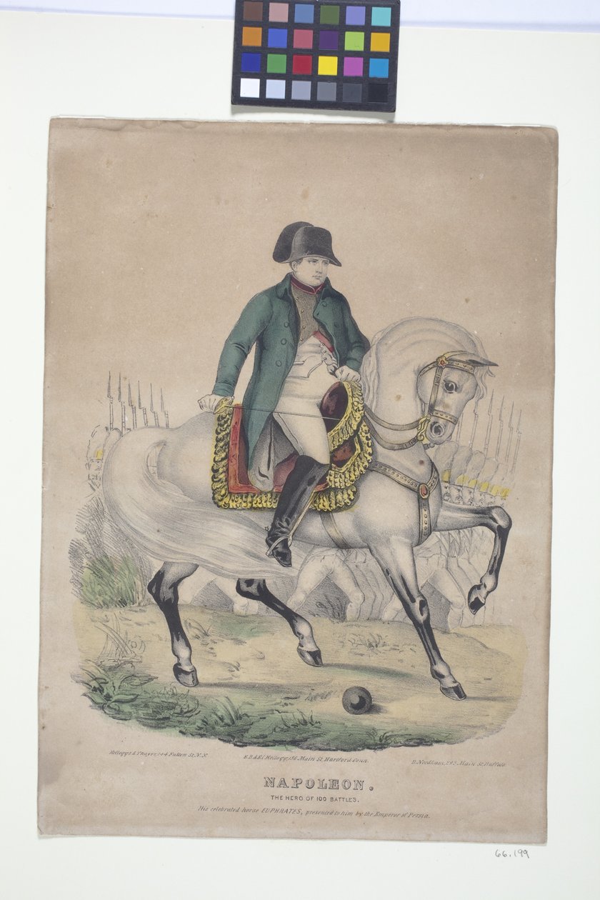 Napoleon - Bohater 100 bitew (litografia ręcznie kolorowana) autorstwa Edmund Burke Kellogg