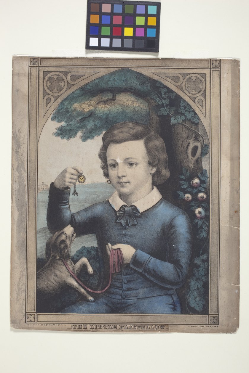 The Little Playfellow (litografia ręcznie kolorowana) autorstwa Edmund Burke Kellogg