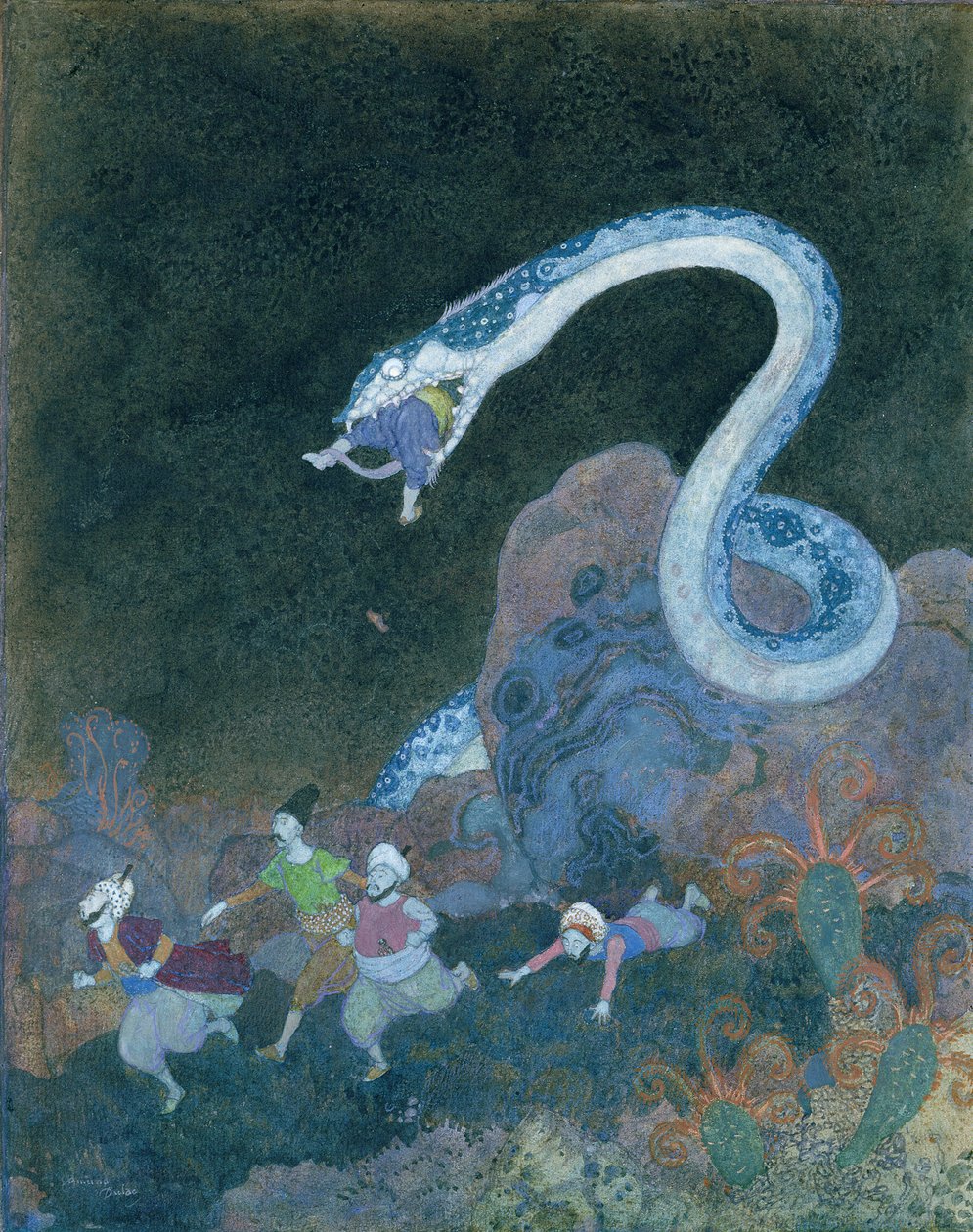 Serbska bajka: Odcinek o wężu (akwarela na papierze) autorstwa Edmund Dulac