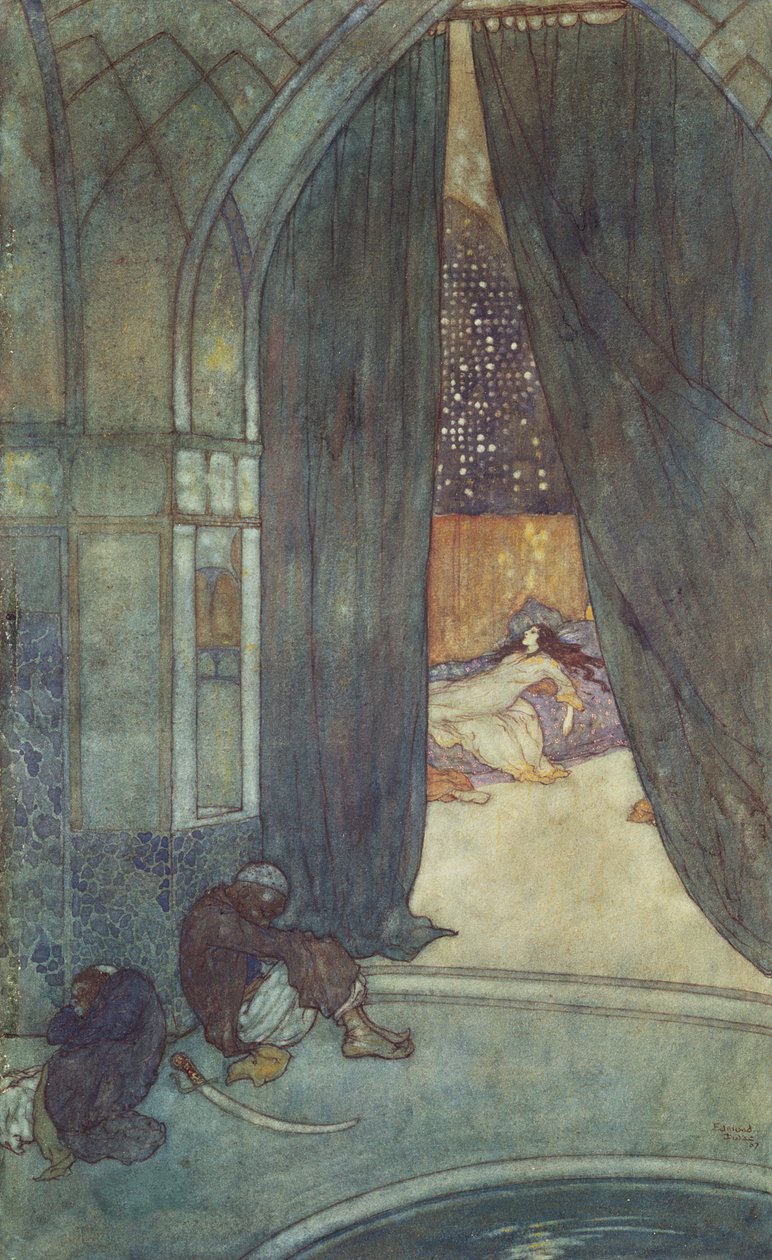 "Widział czarnych eunuchów leżących i śpiących" autorstwa Edmund Dulac
