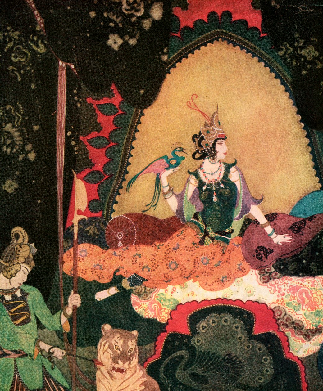Layla trzymająca ptaka autorstwa Edmunda Dulaca autorstwa Edmund Dulac