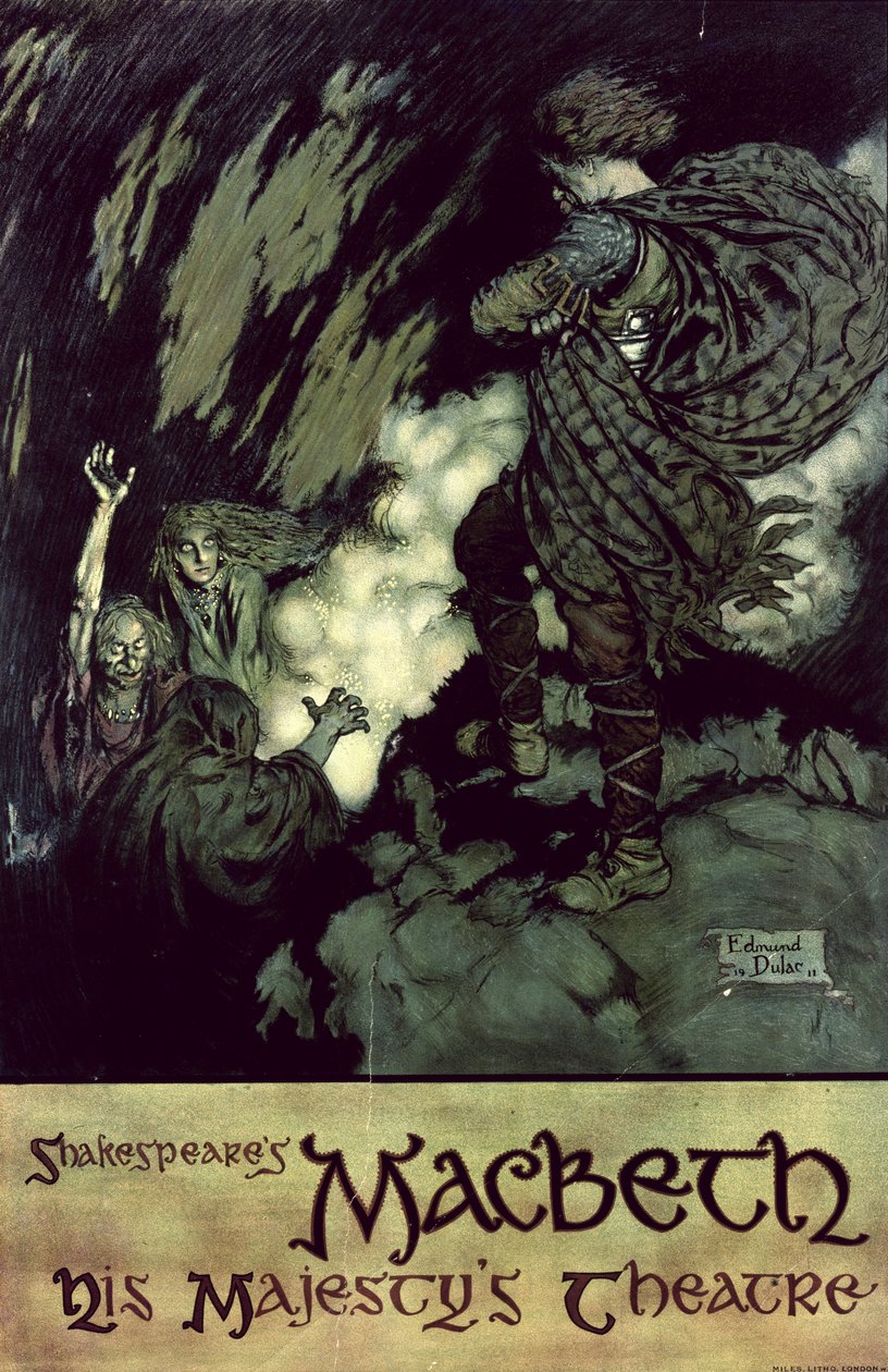 Makbet: Plakat do produkcji z 1914 roku (kolorowa litografia) autorstwa Edmund Dulac