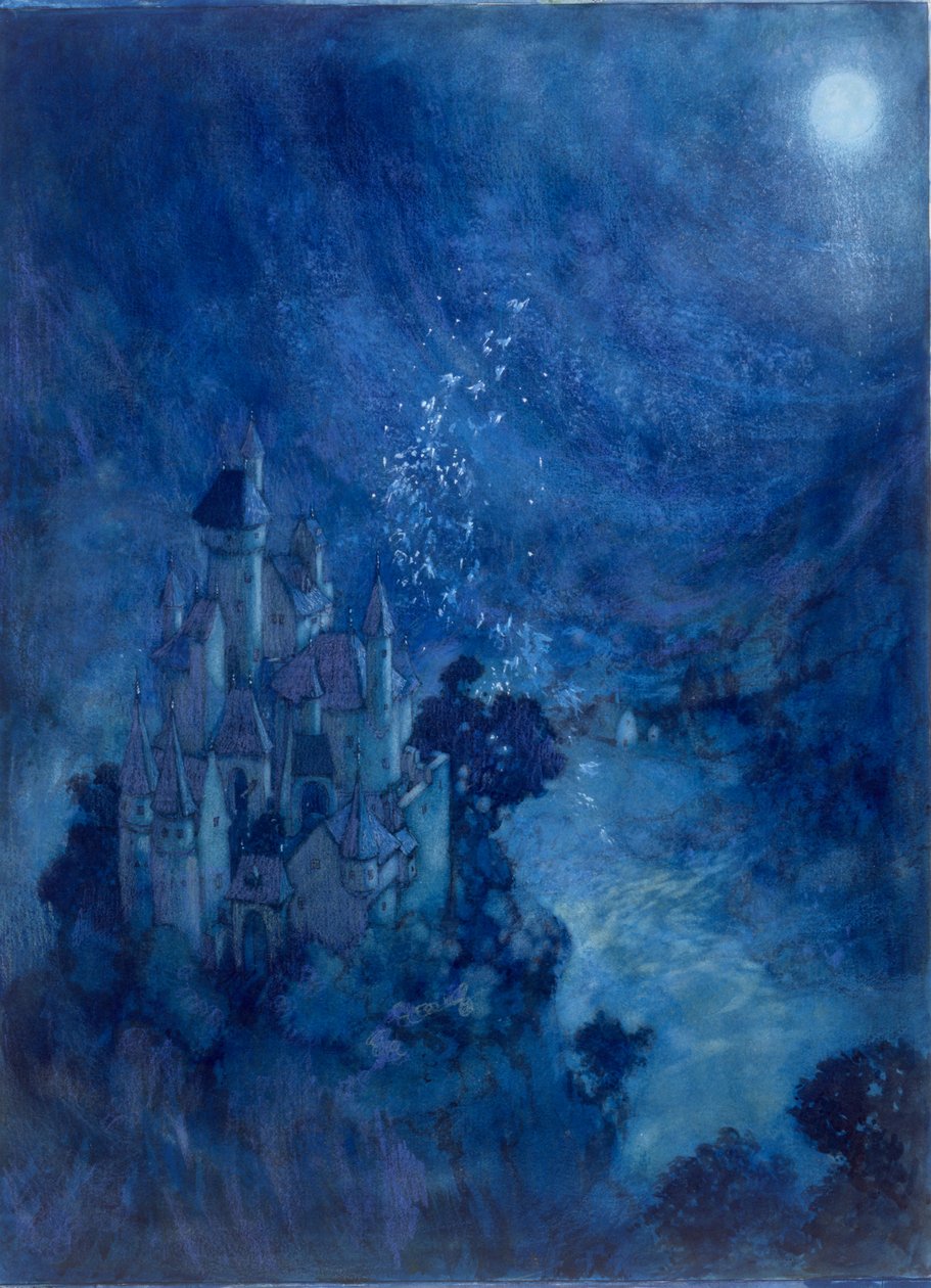Nocturnal Spires (akwarela na papierze) autorstwa Edmund Dulac