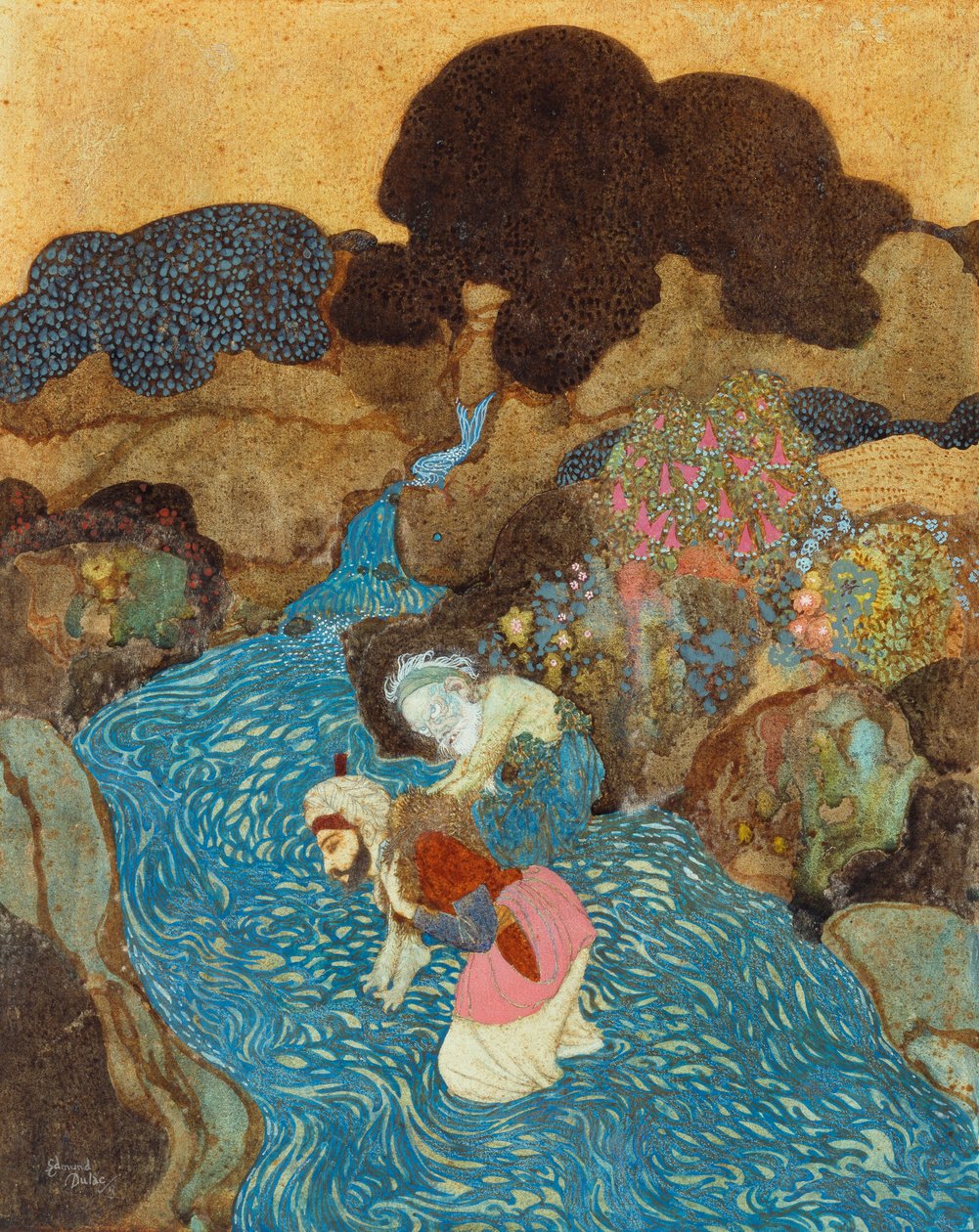 Sindbad Żeglarz i Stary Człowiek z Morza autorstwa Edmund Dulac