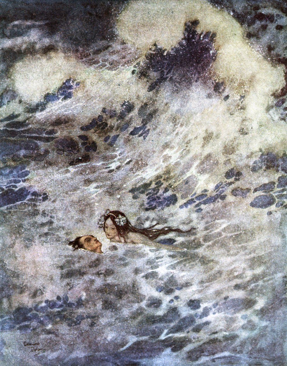 Mała syrenka (litografia) autorstwa Edmund Dulac