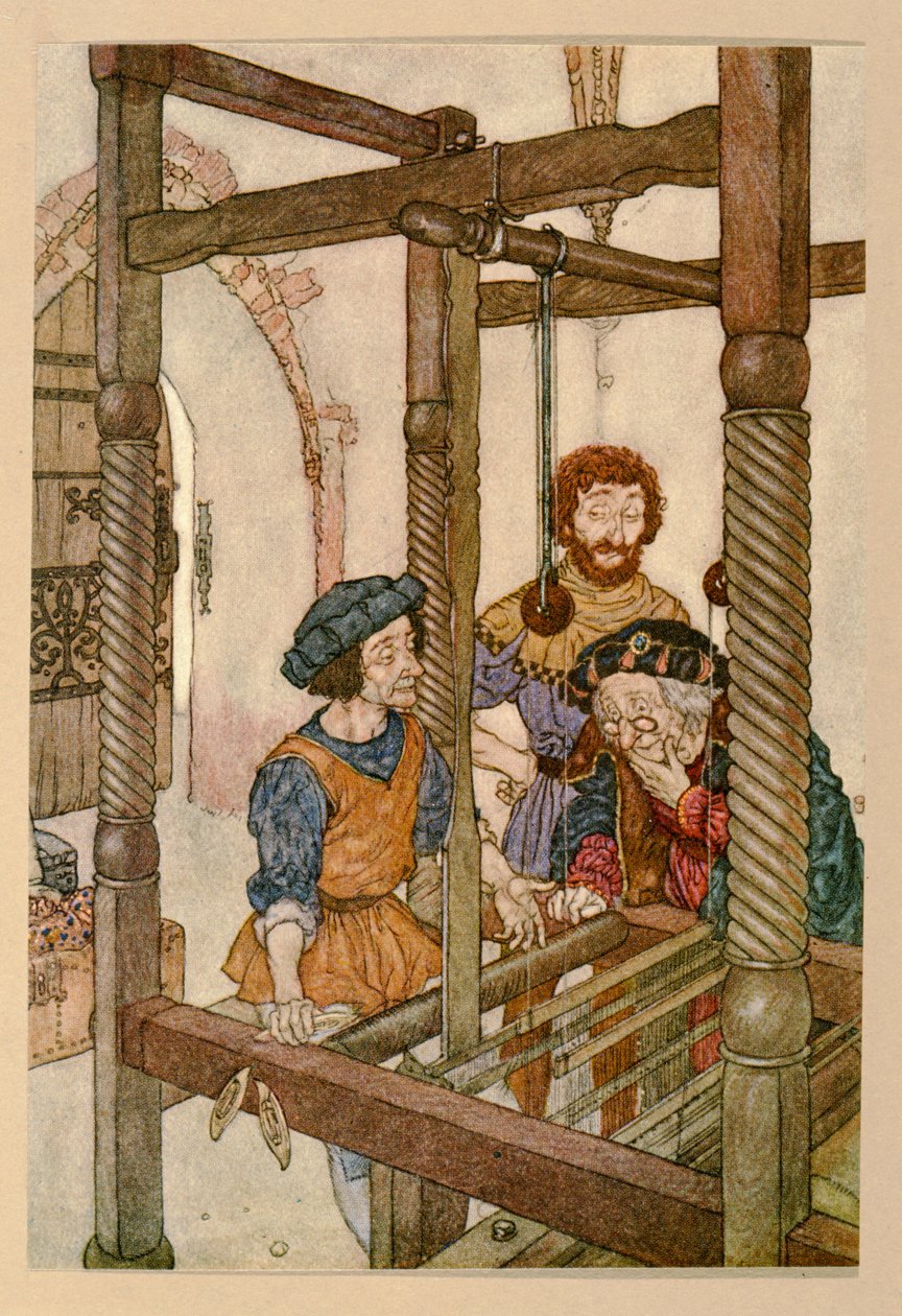 Tkacze, z "Nowych szat cesarza autorstwa Edmund Dulac