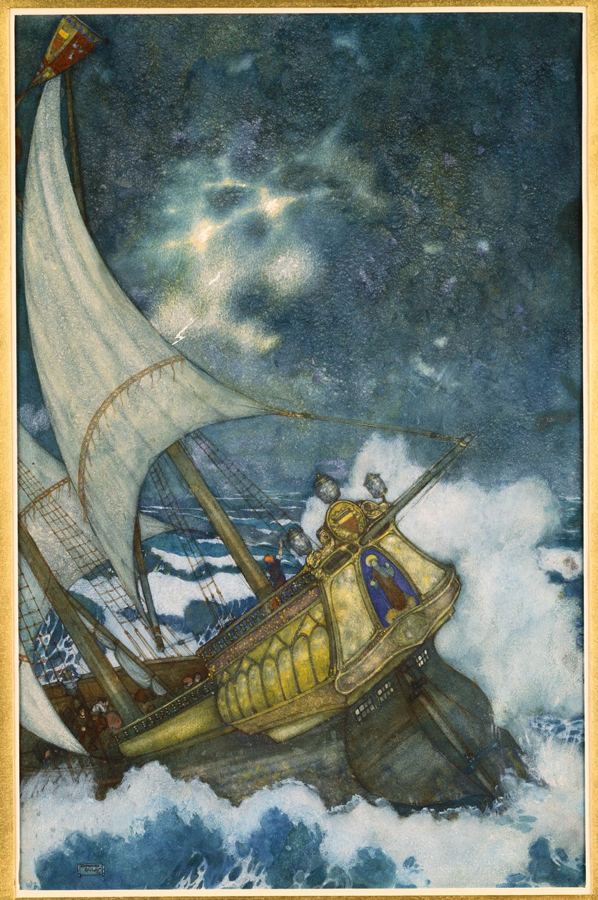 Wrak, z filmu "Burza autorstwa Edmund Dulac