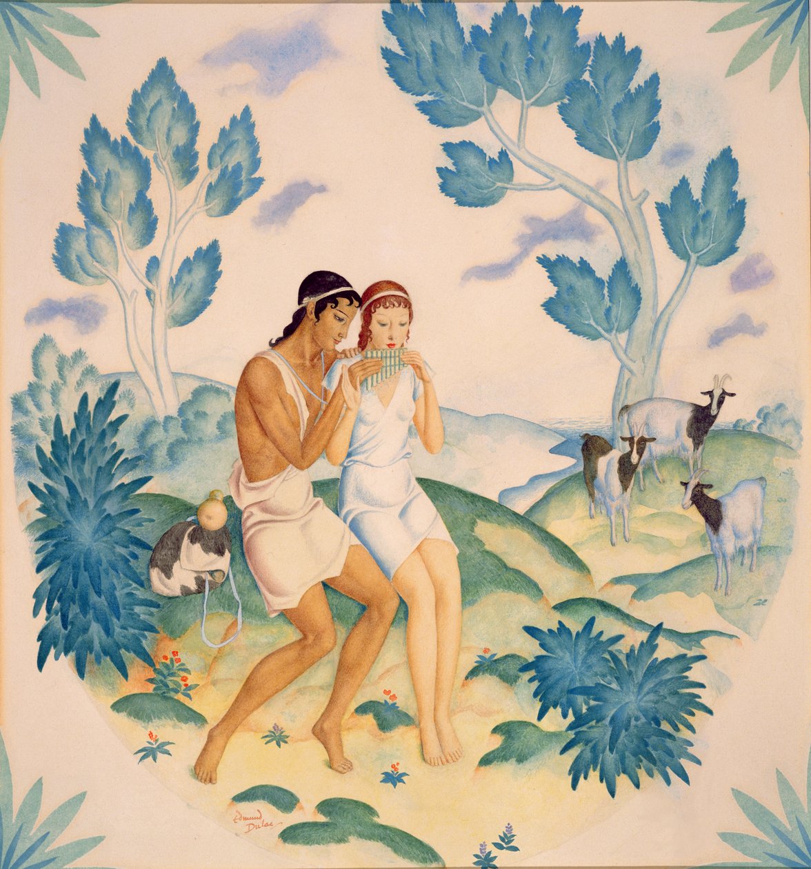 Młoda para, Daphnis i Chloe (akwarela na papierze) autorstwa Edmund Dulac