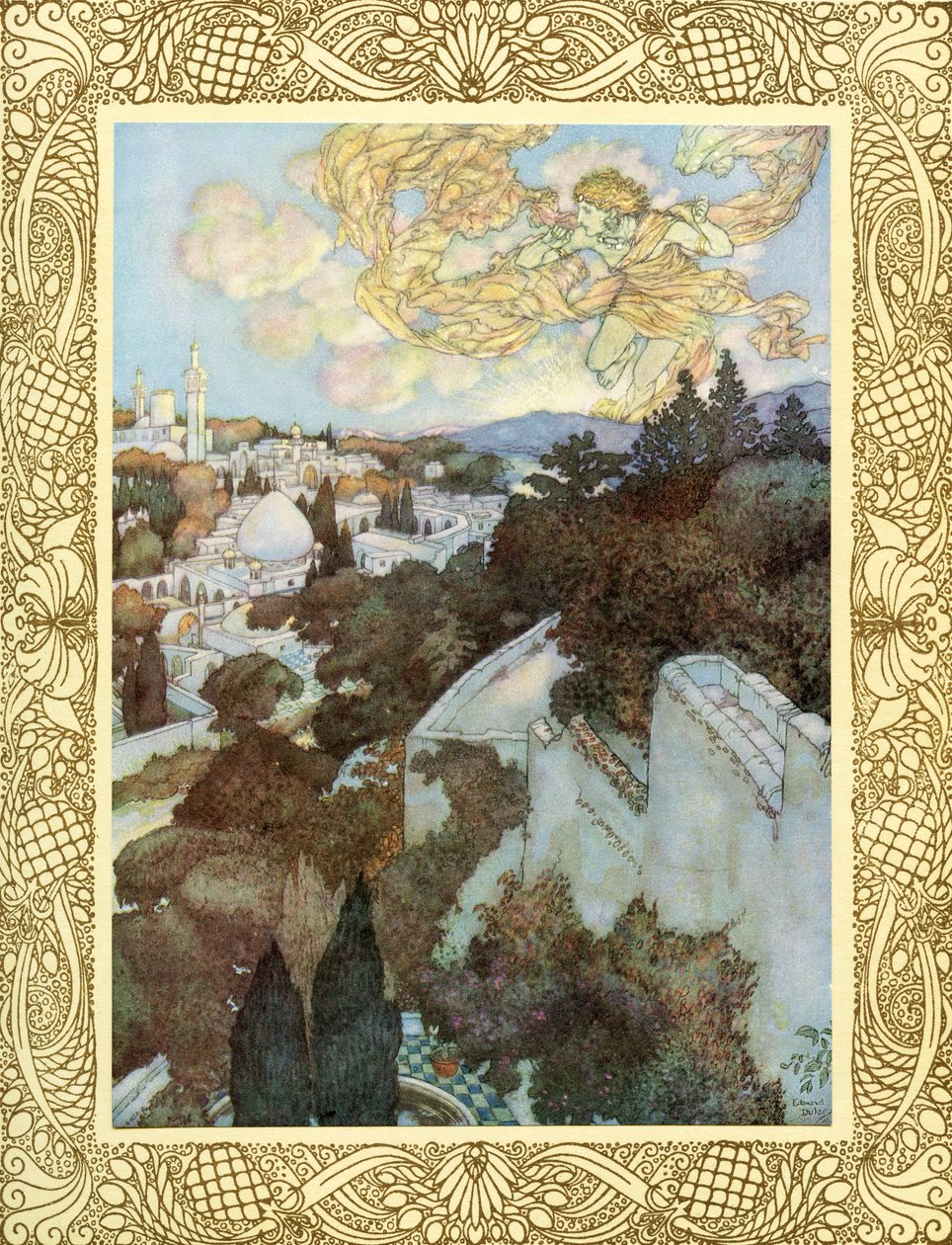 Obudź się, bo słońce za wschodnią wysokością przegoniło nocną sesję gwiazd, ilustracja z "The Rubaiyat of Omar Khayyam", opublikowana w 1909 r. (kolorowa litografia). autorstwa Edmund Dulac