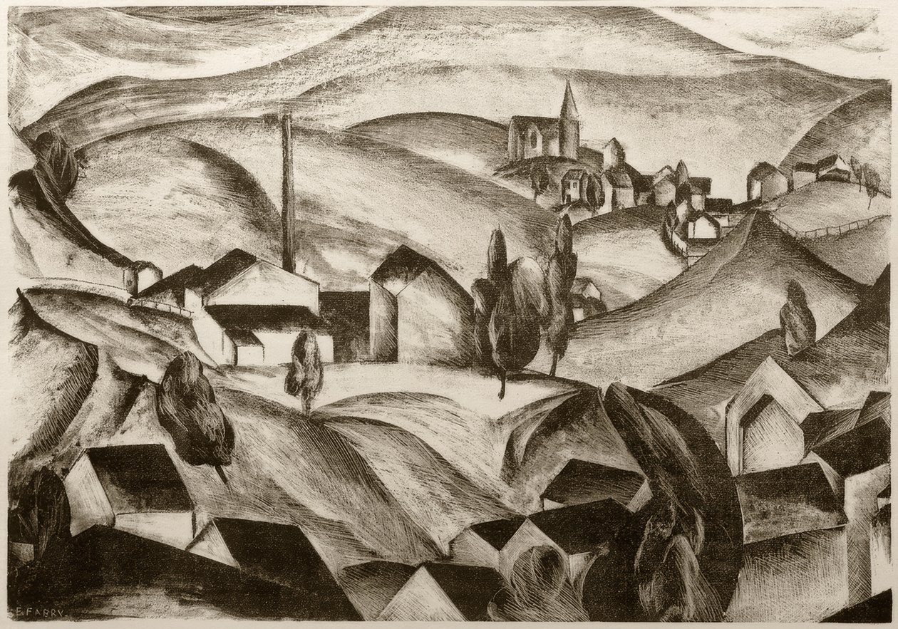 Krajobraz z domami autorstwa Edmund Fabry