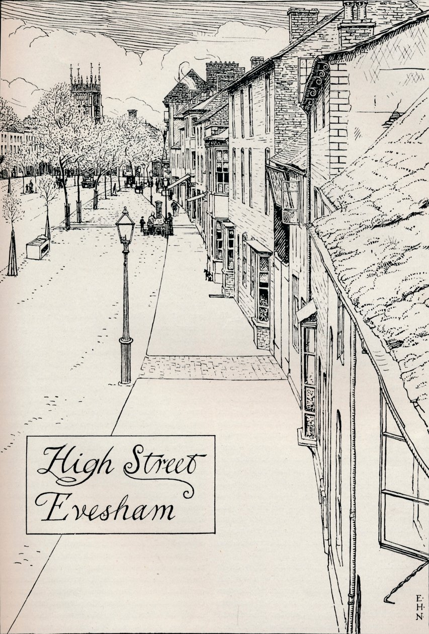 High Street Evesham, XIX wiek autorstwa Edmund Hort New