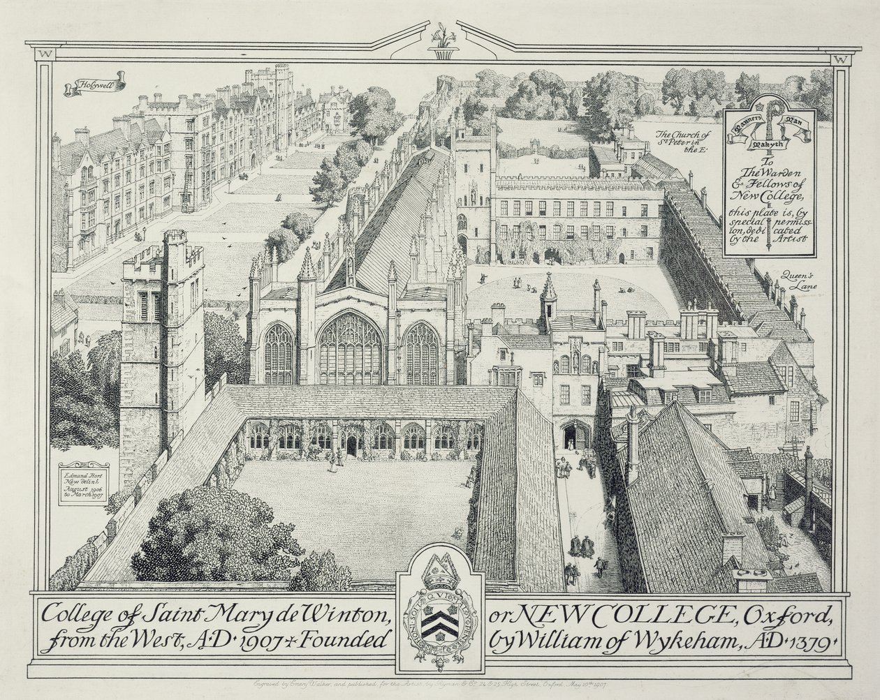 Kolegium St Mary de Winton lub New College, 1928 autorstwa Edmund Hort New