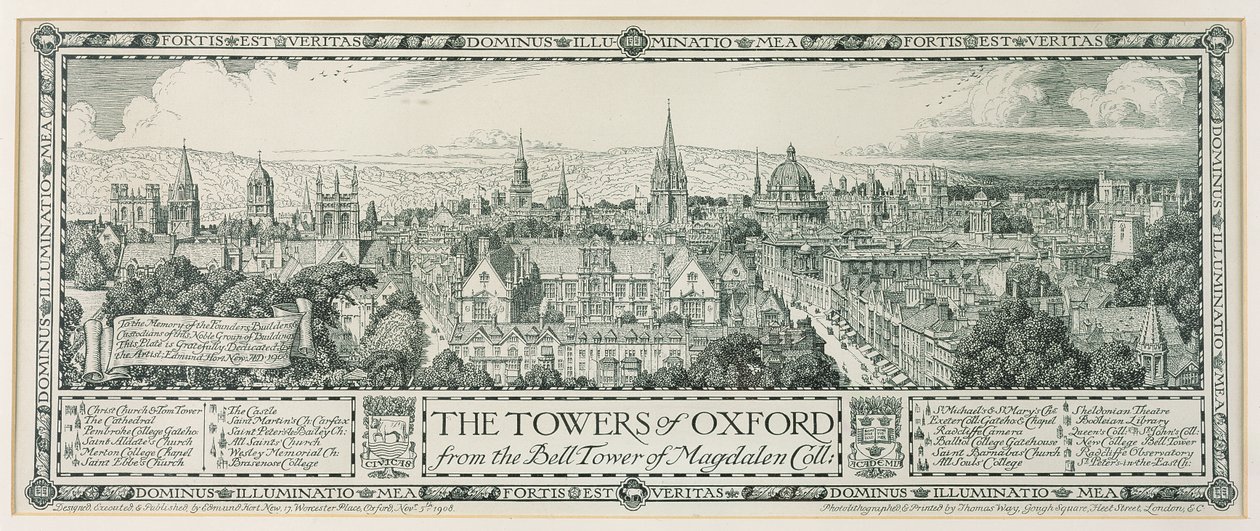 Wieże Oxfordu z dzwonnicy Magdalen, 1908 r. autorstwa Edmund Hort New