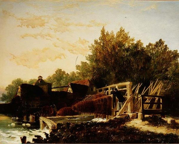 Bucks uszkodzony przez powódź, Mapledurham, Berks, Morning autorstwa Edmund John Niemann