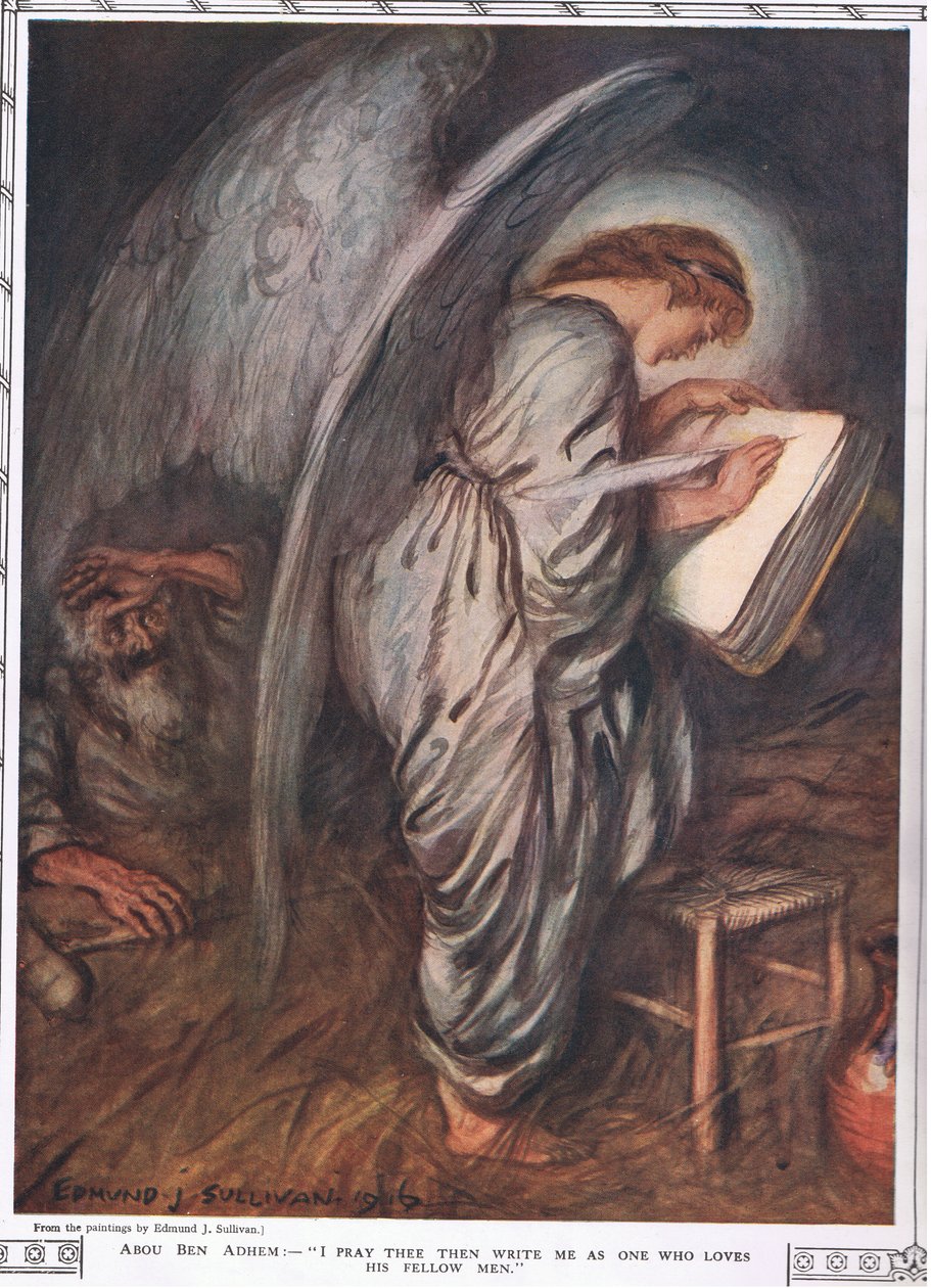 Abou Ben Adhem i anioł, z "Bibby Annual" wydanego w 1917 r. autorstwa Edmund Joseph Sullivan