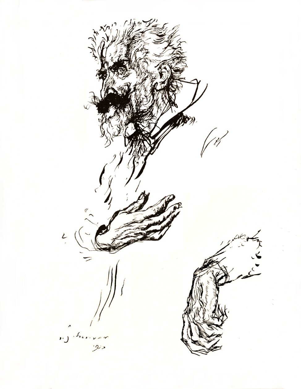 Don Kichot. Szkic pióra z linii: studium sztuki, 1923 autorstwa Edmund Joseph Sullivan