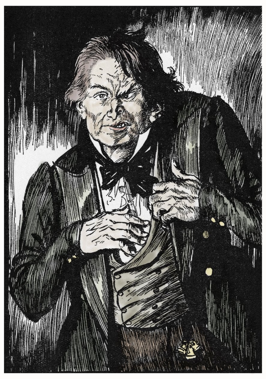 Mr Hyde po zażyciu antidotum zmienia się w doktora Jekylla, ilustracja Edmunda Josepha Sullivana (1869-1933) do powieści L
