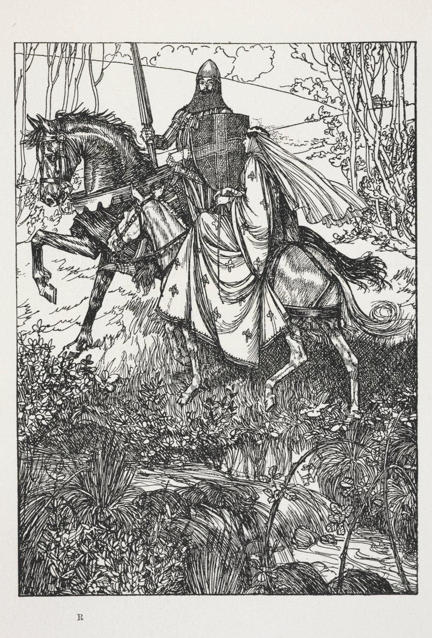 Sir Lancelot i królowa Ginewra, ilustracja z „Snu pięknych kobiet…” autorstwa Alfreda, Lorda Tennysona autorstwa Edmund Joseph Sullivan