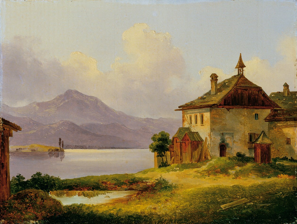 Dom nad jeziorem w Salzkammergut autorstwa Edmund Mahlknecht