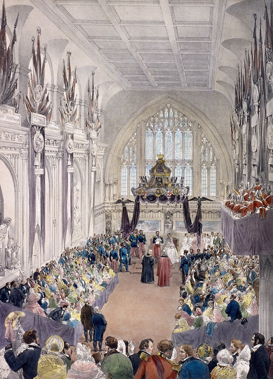 Napoleon III i cesarzowa Eugenie w Guildhall, Londyn, 1855 autorstwa Edmund Morin