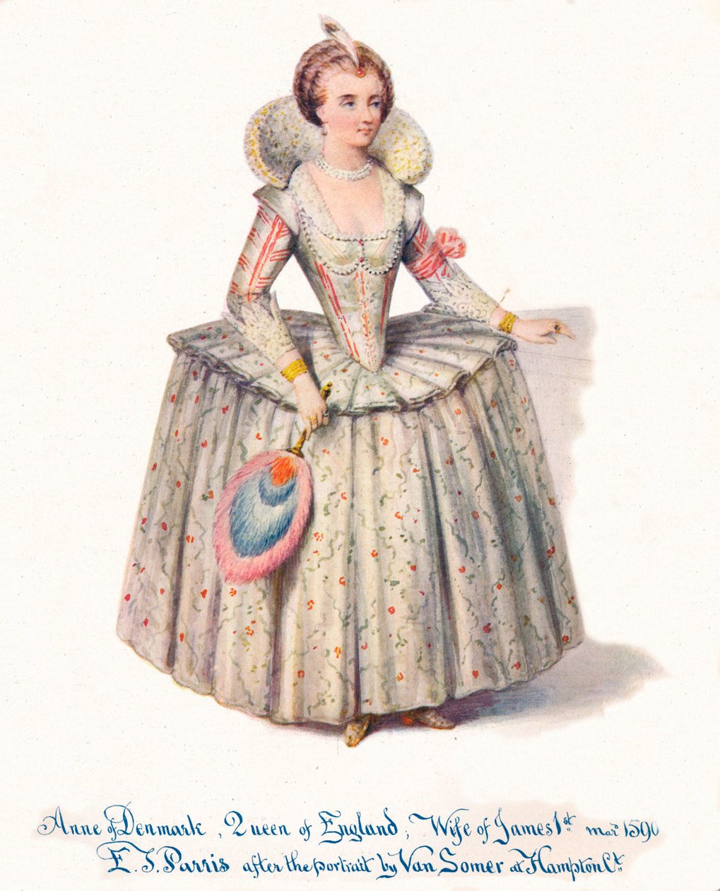 Anna Duńska, królowa Anglii, żona Jakuba I, XIX wiek. autorstwa Edmund Thomas Parris