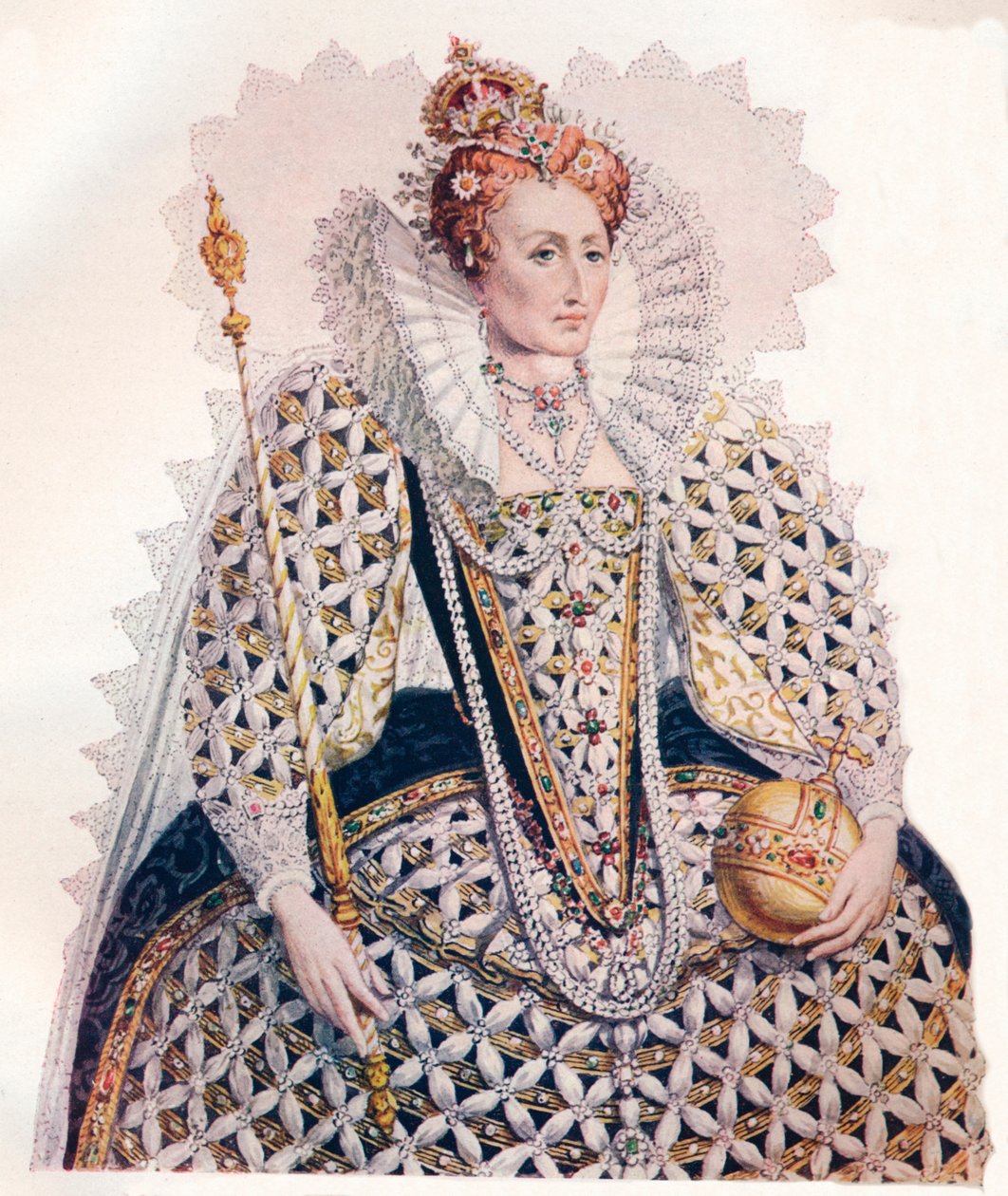 Elżbieta, królowa Anglii, klęska hiszpańskiej Armady, 1588, 1902 autorstwa Edmund Thomas Parris