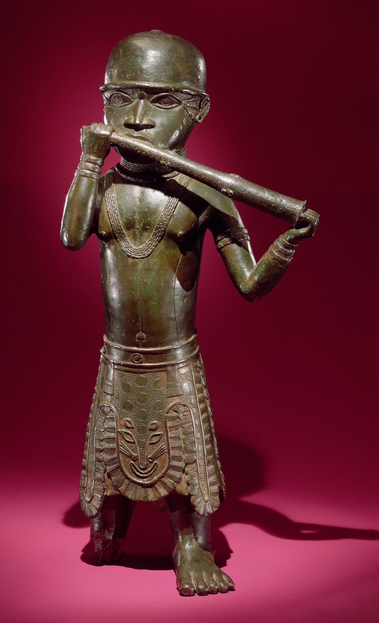 Hornblower, Benin, Nigeria (brąz) autorstwa Edo Culture