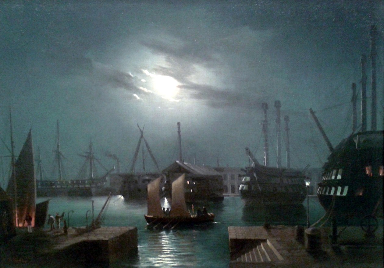 Port w nocy autorstwa Edoardo De Martino